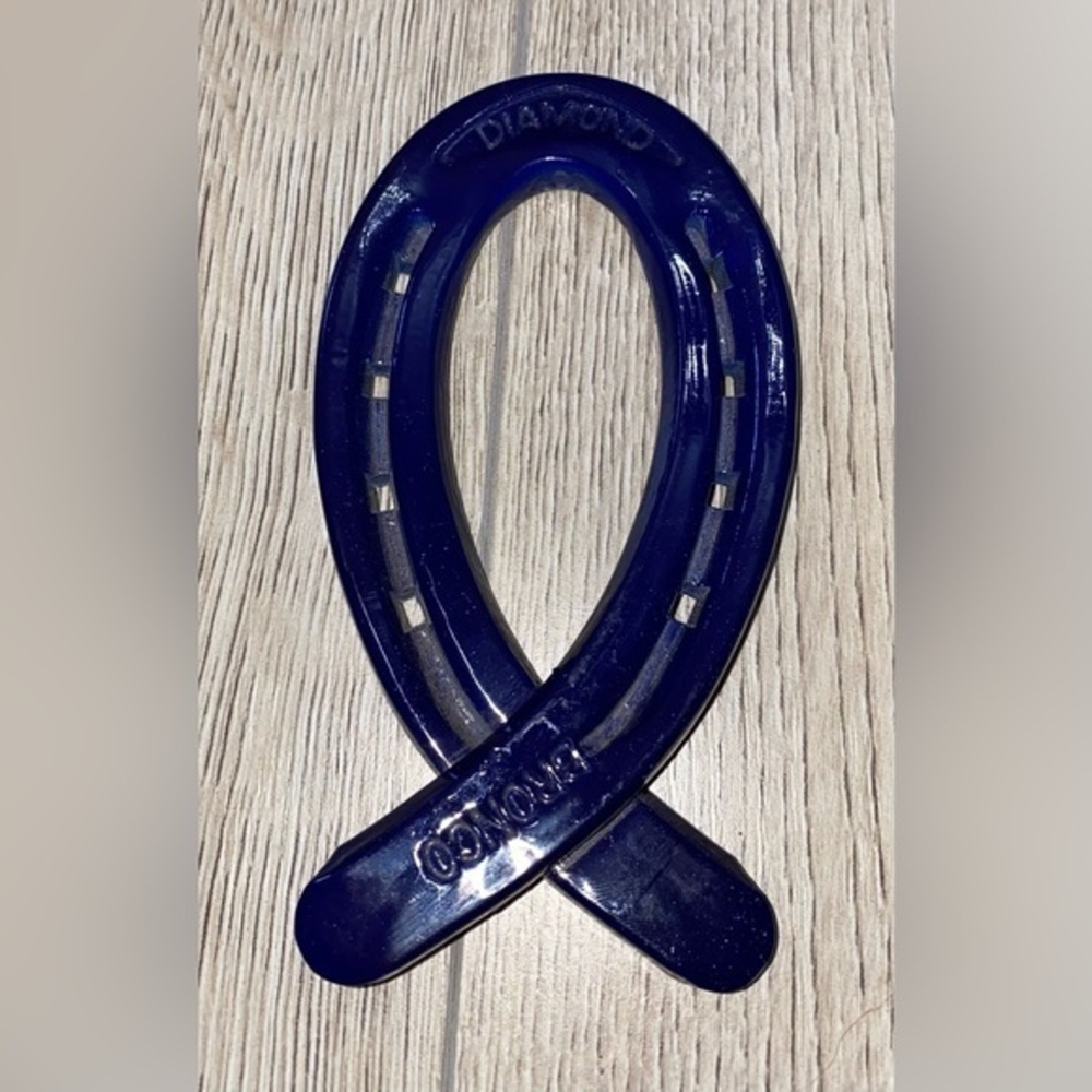 Dark blue cancer ribbon horseshoe